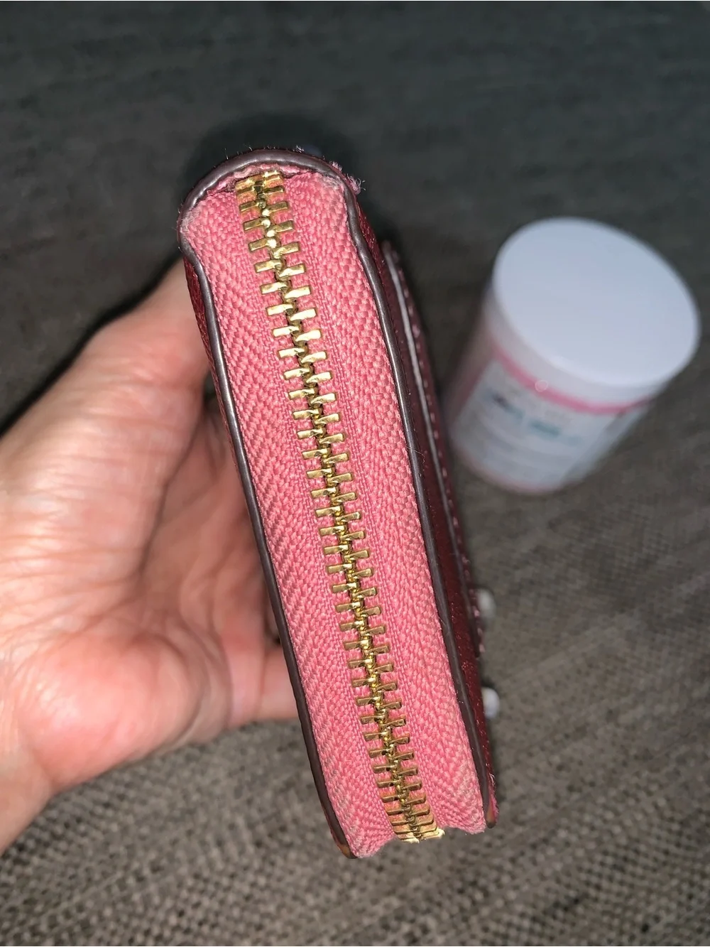 COACH ZIPPY metallic pink/burgundy wallet EUC w/Aminnah Donut Sugar Polish